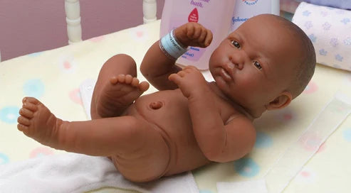 Original Handcrafted in Spain La Newborn Baby Doll African "First Day" Real Boy