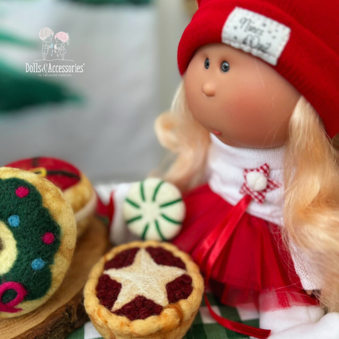 Handcrafted Collectible Mia Christmas Gingerbread Cookie Doll by Nines D&