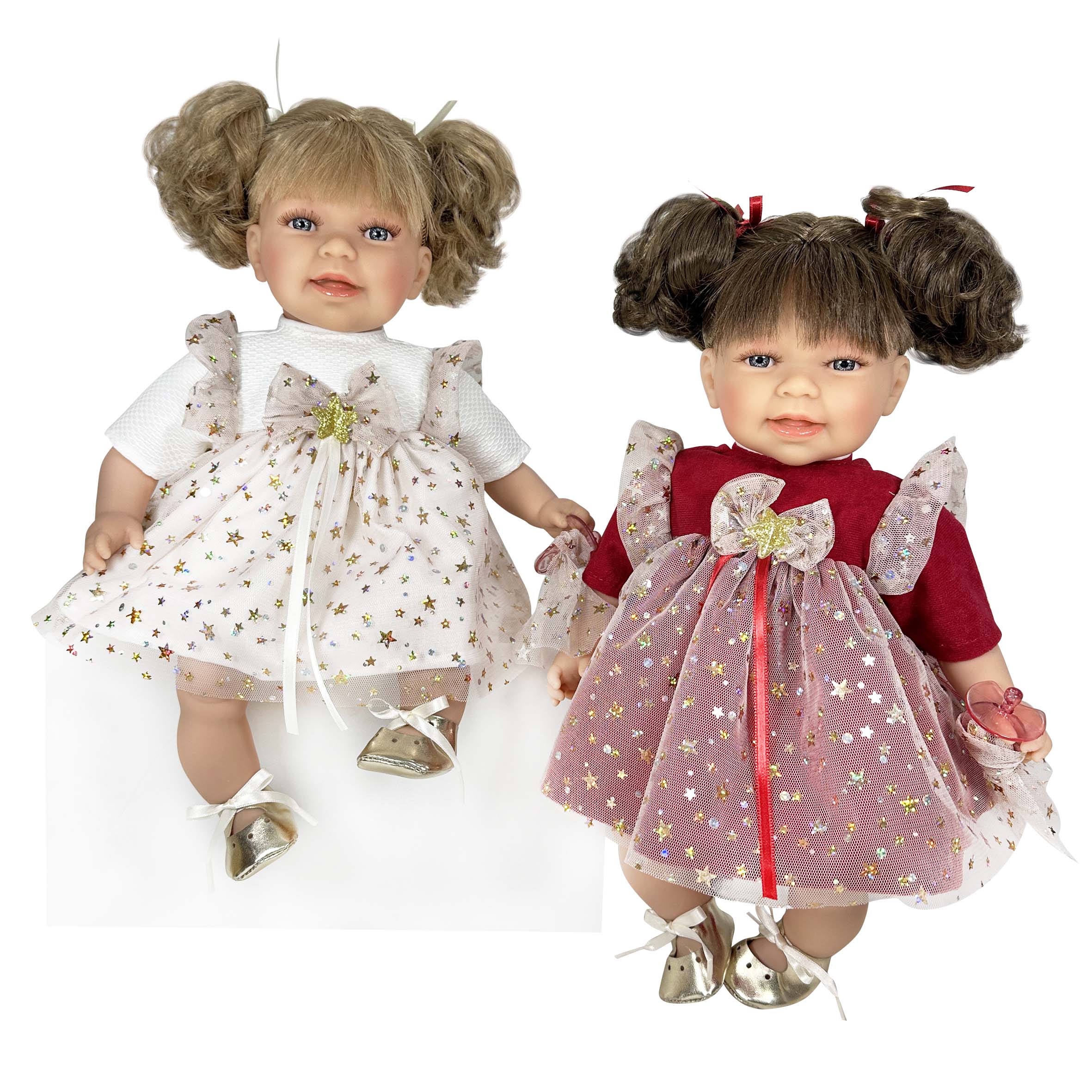 Handcrafted Little Susi Christmas Doll Brunette Red Dress by Nines D&