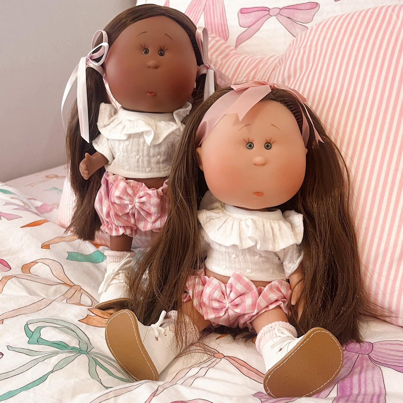 Handcrafted Collectible Mia Pink Vichy Doll by Nines D&