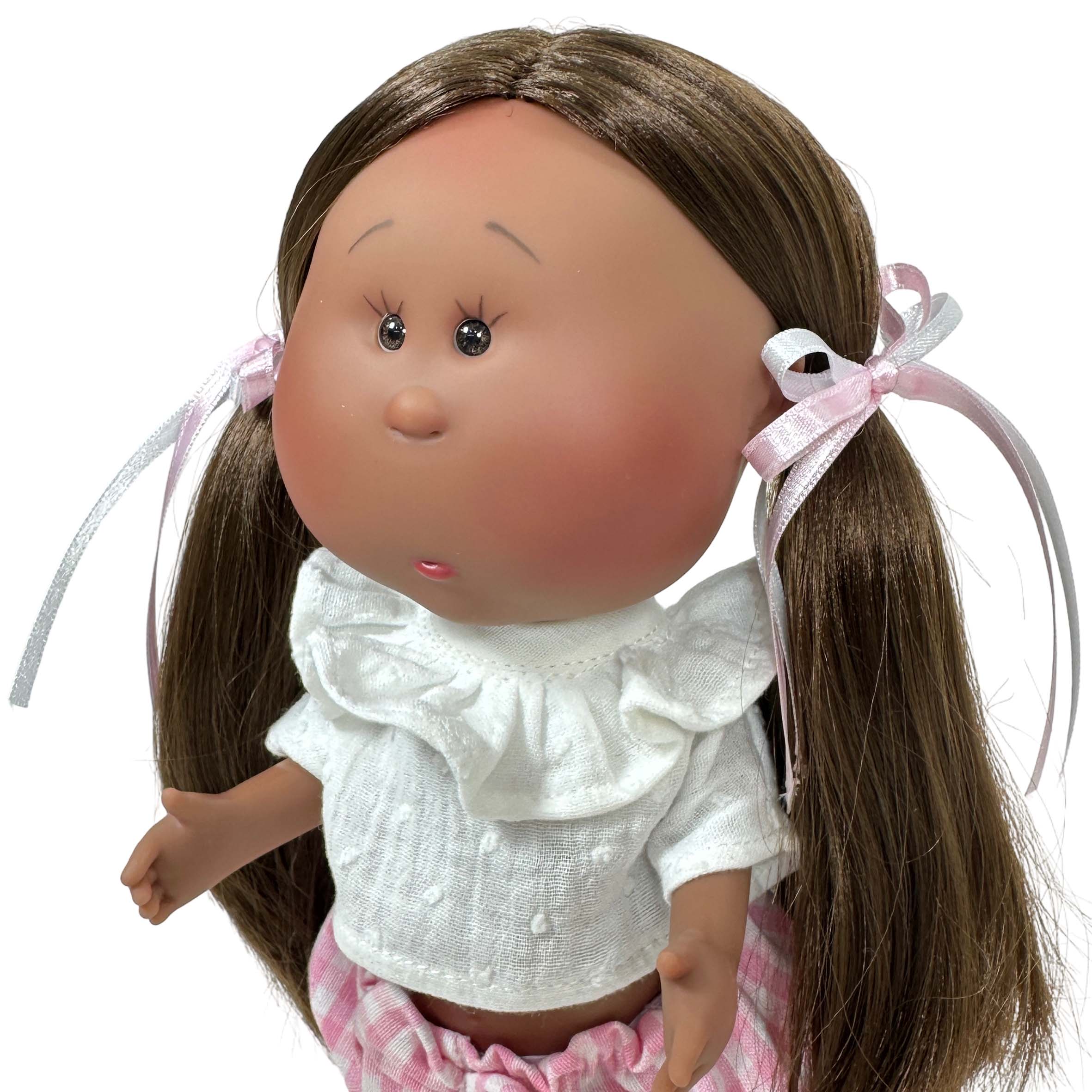 Handcrafted Collectible Mia Pink Vichy African Doll by Nines D&