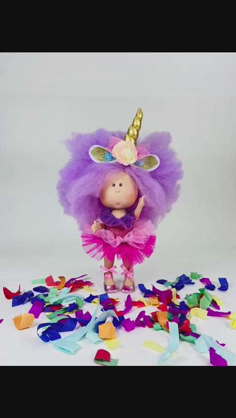 Handcrafted Collectible Mia Unicorn Doll (1132) by Nines D&