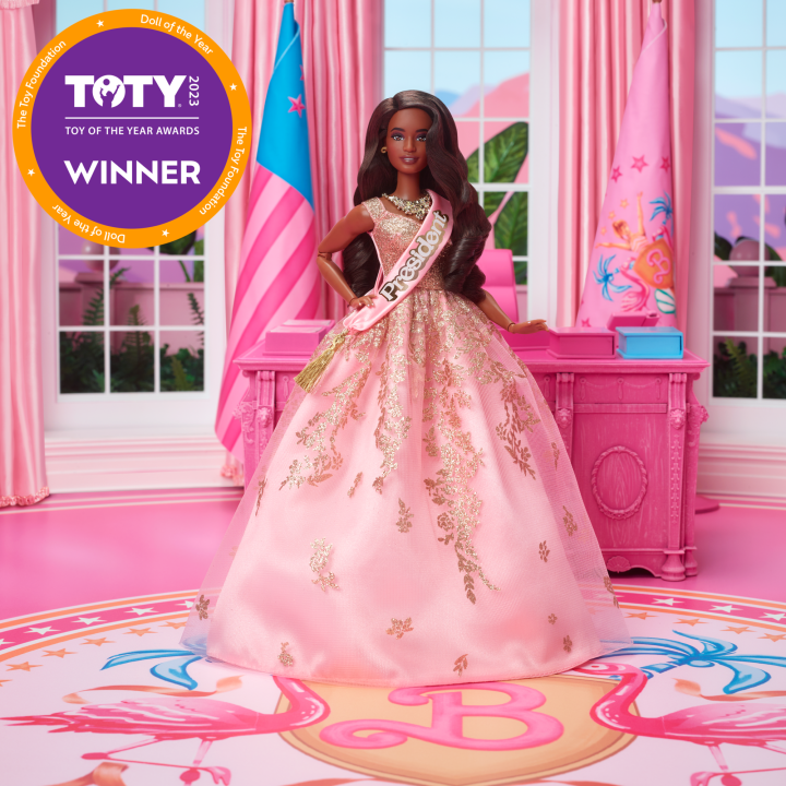 Barbie the Movie Collectible Doll, President Barbie In Pink And Gold Dress