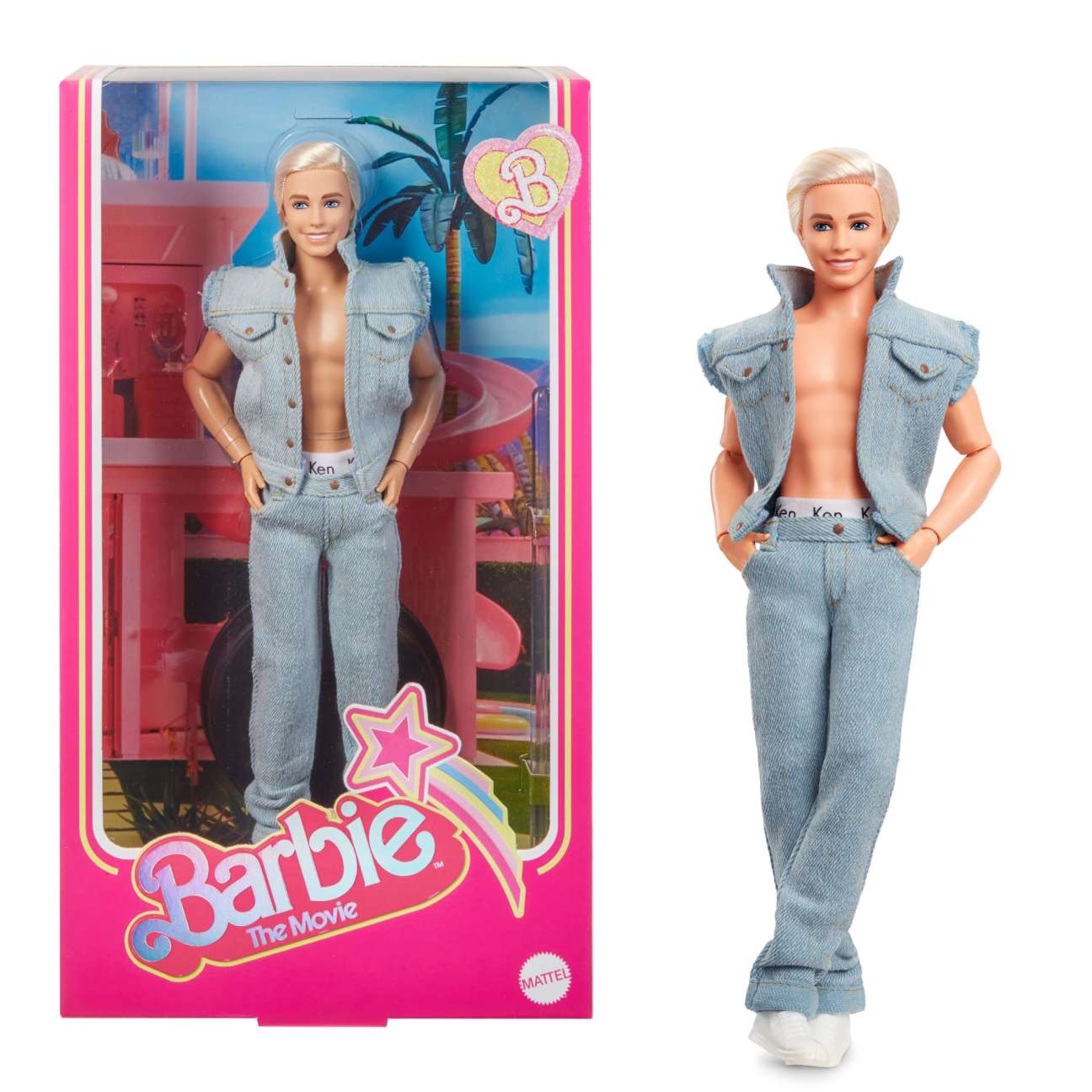 Barbie the Movie Collectible Ken Doll Wearing Denim Matching Set - Dolls and Accessories