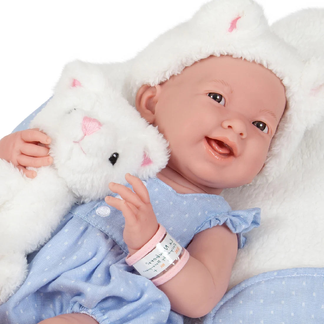 La Newborn All-Vinyl Real Girl Baby Doll Pink Coat Deluxe Set