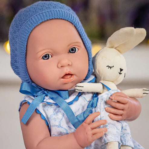 Original Handcrafted in Spain La Newborn ROYAL Collection All-Vinyl Real Boy Baby Doll Blue Gift Set