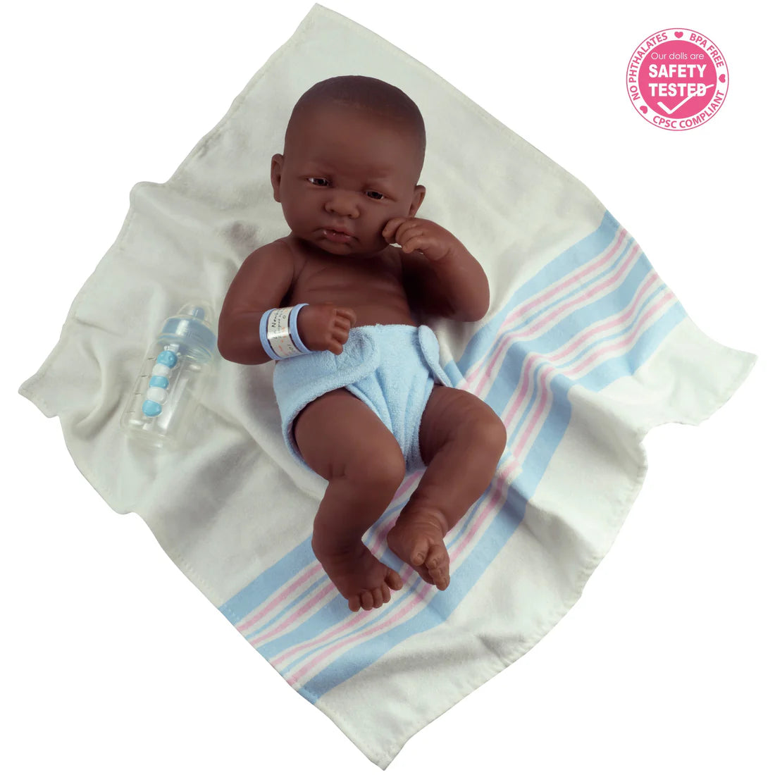 Original Handcrafted in Spain La Newborn Baby Doll African "First Day" Real Boy