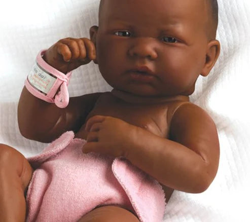Original Handcrafted in Spain La Newborn Baby Doll African "First Day" Real Girl