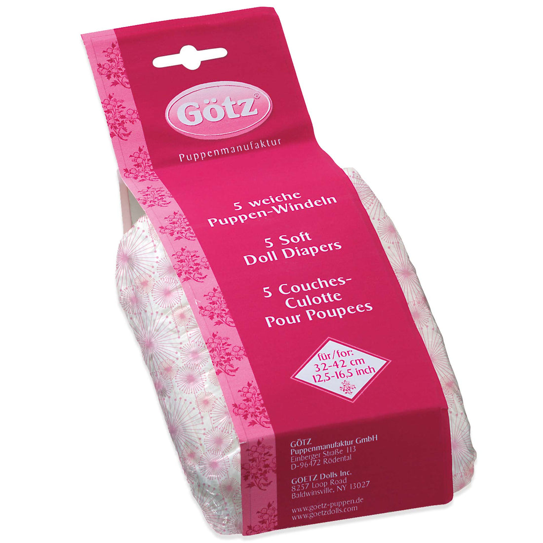 Götz Nappies Happy Flower, Pink - 5 Pieces