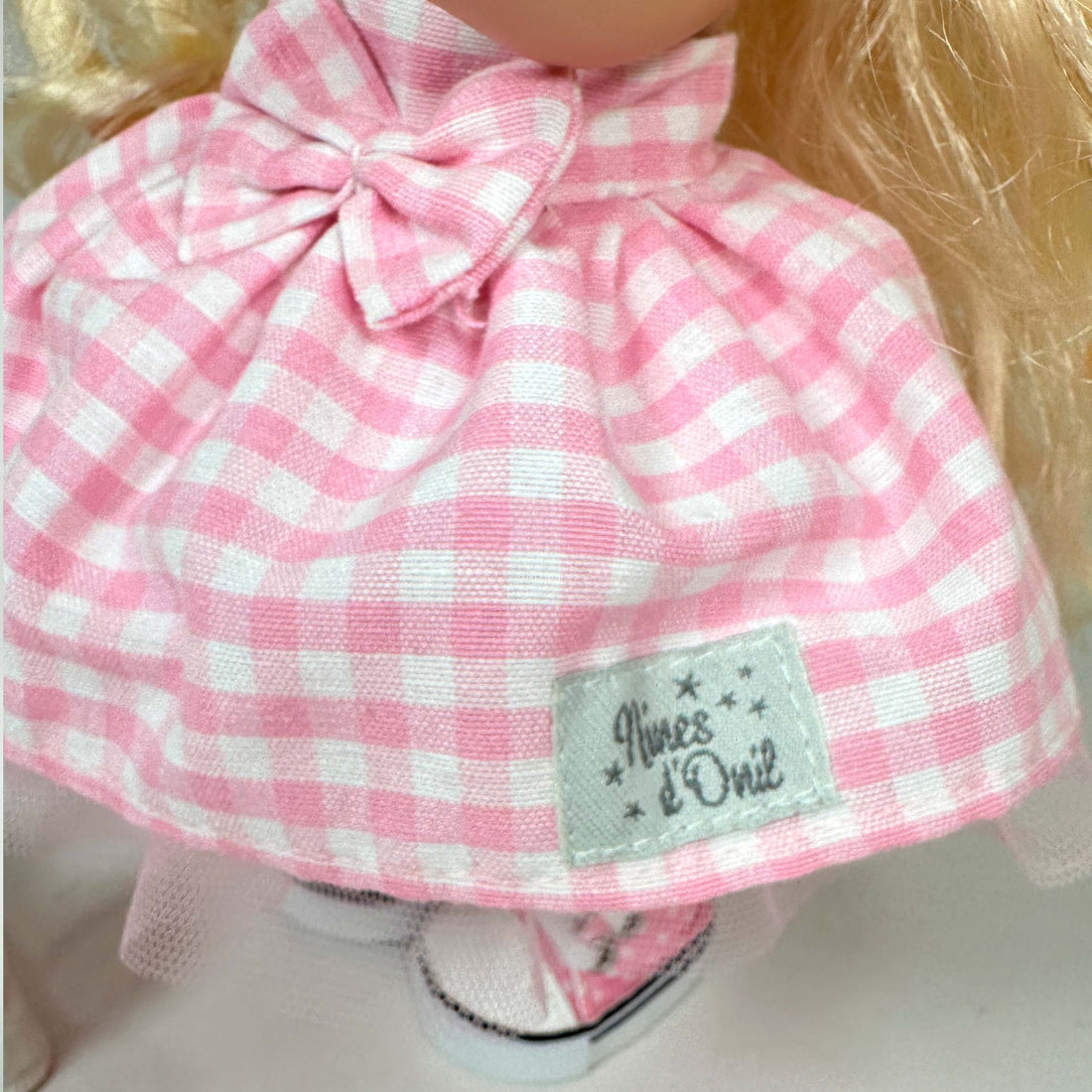 Handcrafted Collectible Mia PInk Gingham Doll with Puppy (3405) by Nines D&