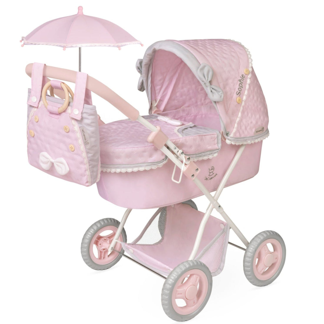 DeCuevas Toys Sophie Foldable Doll Pram with Parasol