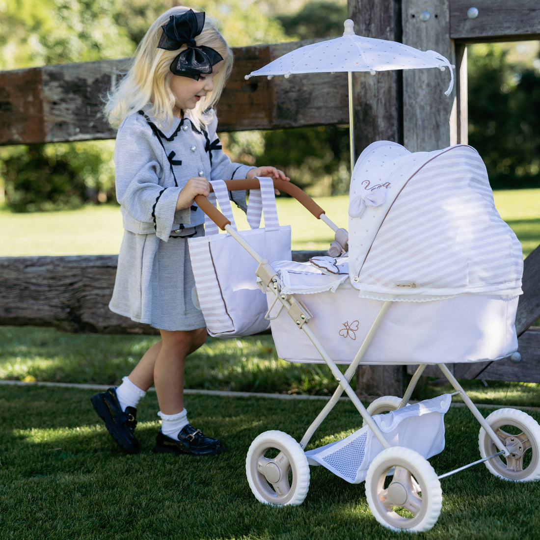 DeCuevas Toys Verona Folding Doll Pram with Parasol