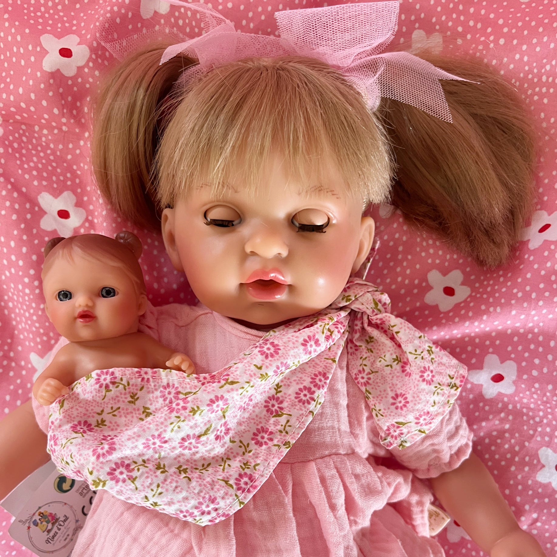 Handcrafted Baby Doll Blonde Alex with Baby by Nines d&