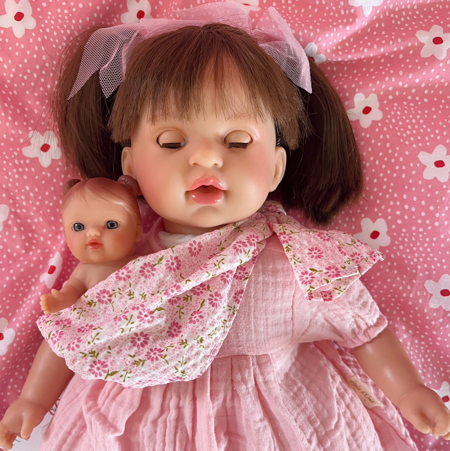 Handcrafted Baby Doll Brunette Alex with Baby by Nines d&