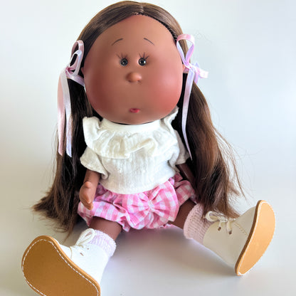 Handcrafted Collectible Mia Pink Vichy Doll by Nines D&