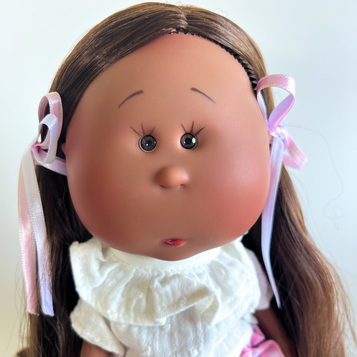Handcrafted Collectible Mia Pink Vichy Doll by Nines D&