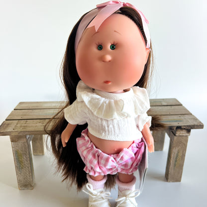 Handcrafted Collectible Mia Pink Vichy Doll by Nines D&