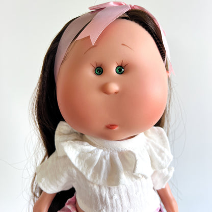 Handcrafted Collectible Mia Pink Vichy Doll by Nines D&