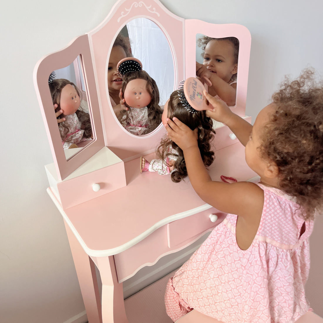 Handcrafted Collectible Mia Romper Flower Bouquet Wavy Blonde Hair by Nines D&