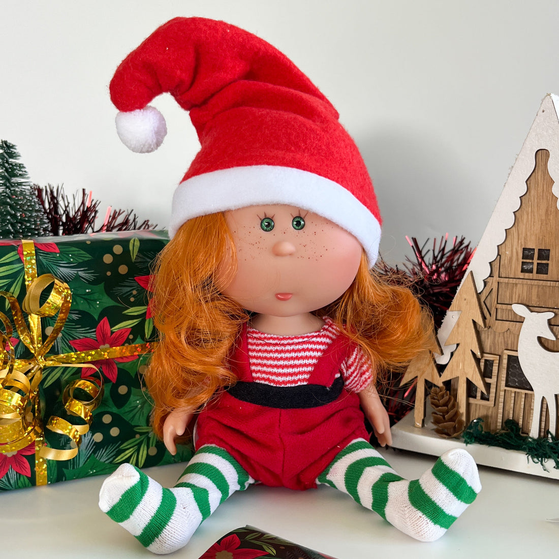 Handcrafted Collectible Little Mia Christmas Elf Doll by Nines D&