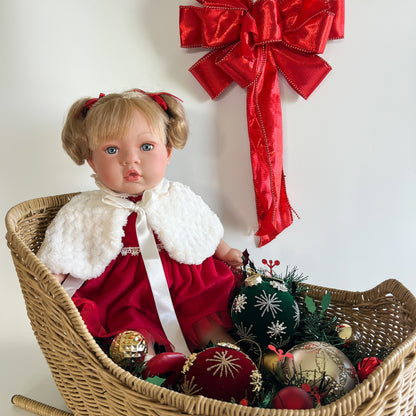 Handcrafted Susette Vermilion Christmas Doll by Nines D&