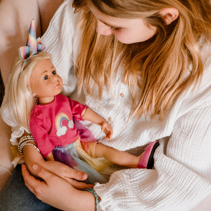 Götz Doll Clothes - Combo Rainbow Unicorn Size M