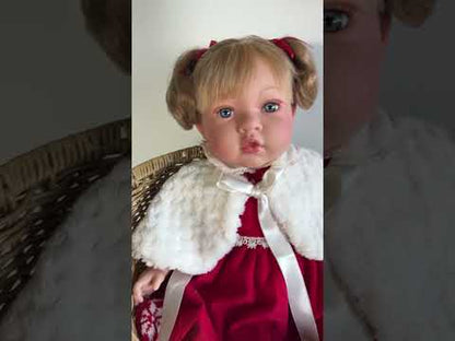 Handcrafted Susette Vermilion Christmas Doll by Nines D&